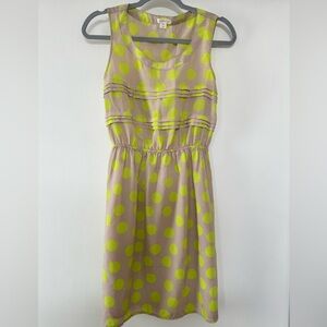Xhilaration Beige Dress with Neon Yellow Polka Dots
